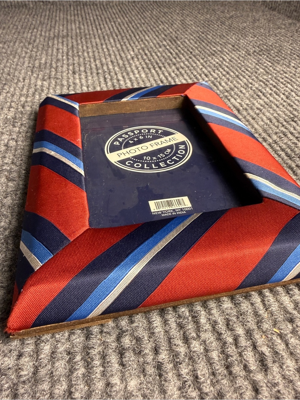 Preppy Regimental Stripe Silk Tie Photo Frame 4x6 Accent Decor - Picture 6 of 6